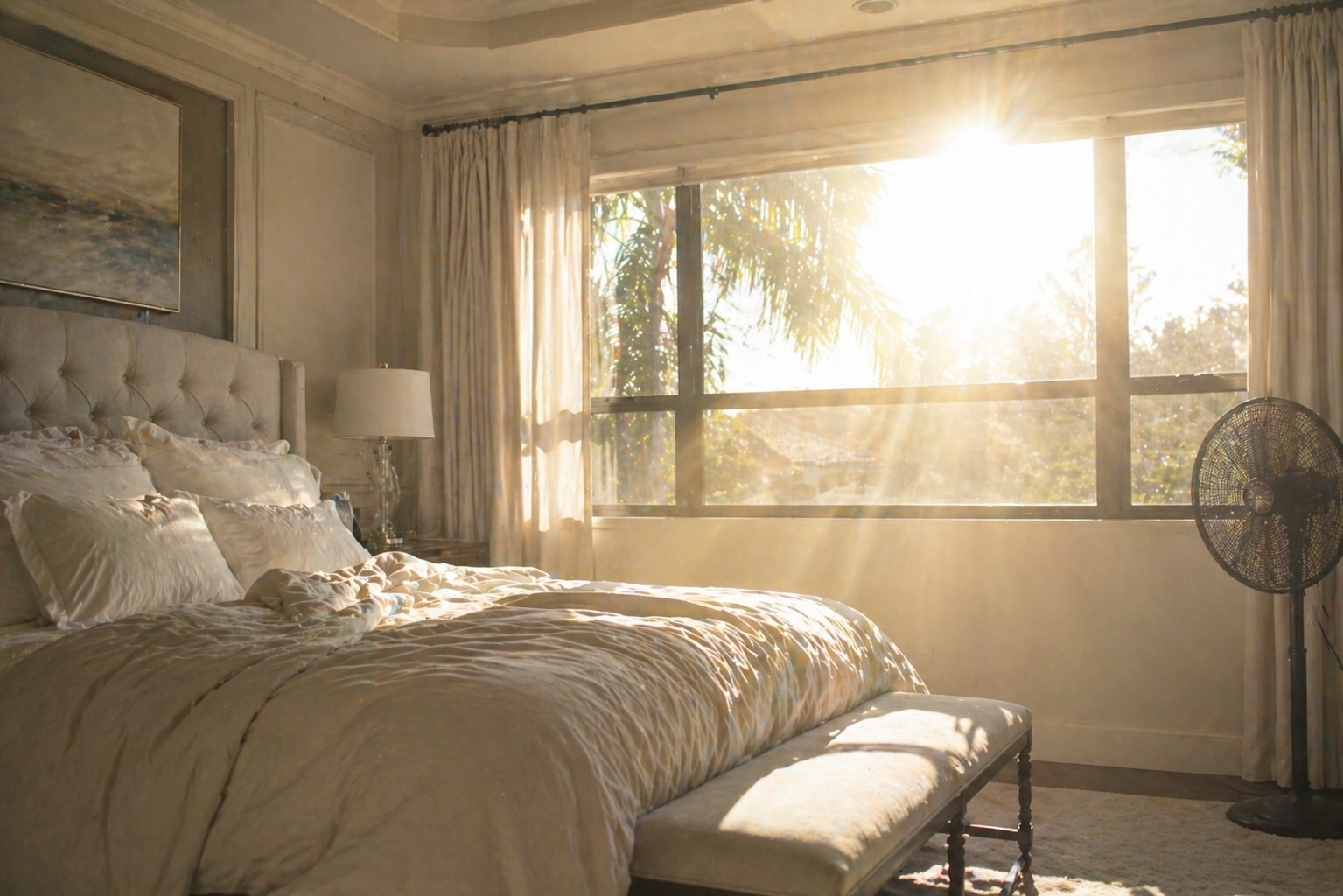 Fortress Screens energy saving screen blocking solar heat on bedroom windows