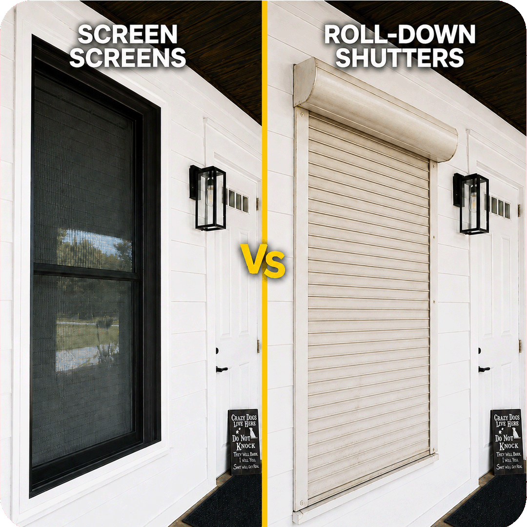 Install of Fortress Screen vs roll-down shutters